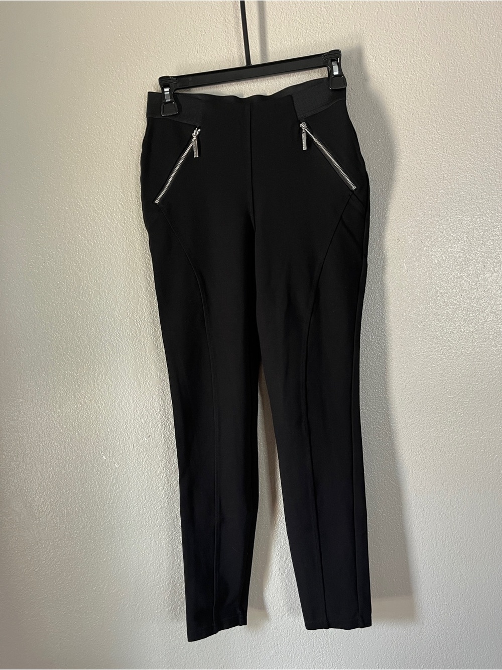 Marc New York Black Leggings with Silver Zips